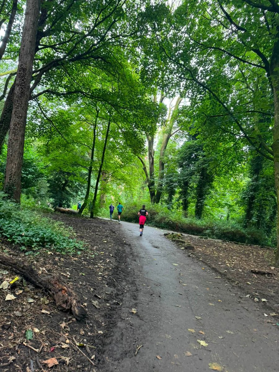 A wooded section of path on the Lancaster parkrun course through Williamson Park